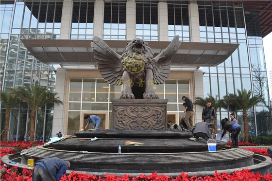 成都国际广场高6米铜狮子工程