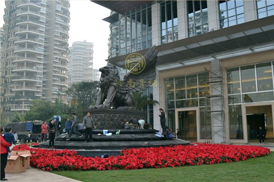 成都国际广场高6米铜狮子工程