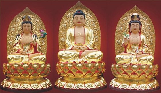 西方三圣铜佛像